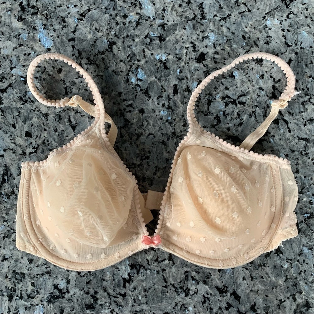 Vintage Vie 34C Nude Dotted Sheer Bra